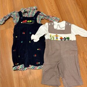 Bundle Two full outfits- 6 mo. Cotton percale sets